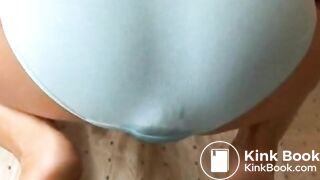 Messes and wets her blue panties