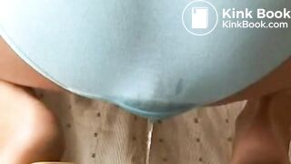 Messes and wets her blue panties