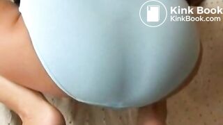 Messes and wets her blue panties