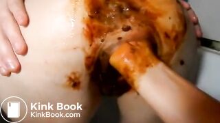 Fisting a Dirty Babe's Shitty Asshole