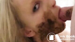 Blonde Sucks Shitty Cock After Drinking Piss