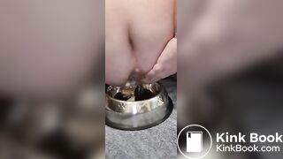 fat pig eats shitty banana