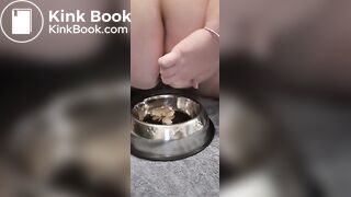 fat pig eats shitty banana