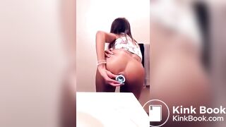 Scat teen licks buttplug clean