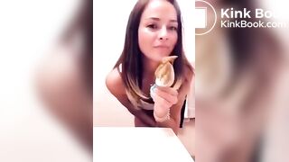 Scat teen licks buttplug clean