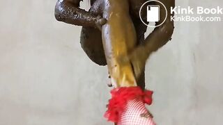 Smeared in thick shit