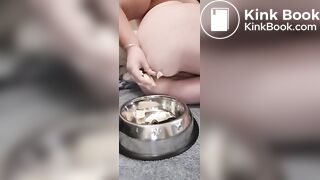 fat pig eats shitty banana