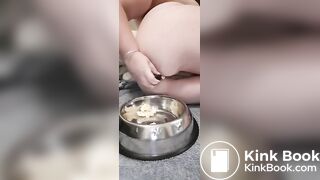 fat pig eats shitty banana