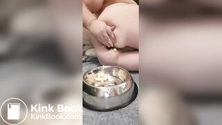 fat pig eats shitty banana