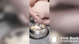 fat pig eats shitty banana