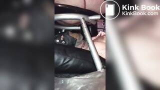 Masked pig gets his young master shit