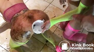 Sub Babe Sucks Shitty Cock in Weird Scat Threesome