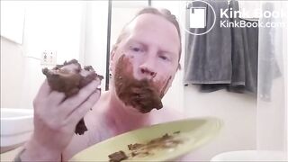 Amateur eating messy plate of shit
