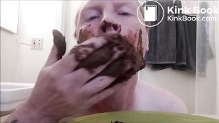 Amateur eating messy plate of shit