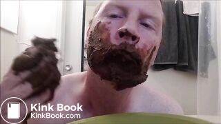 Amateur eating messy plate of shit