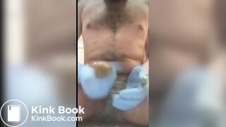 dirty slave play scat with a condom part 2