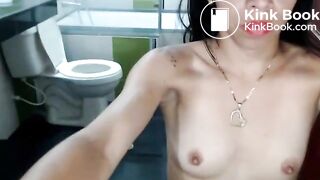 scat and piss whore dirty action in toilet