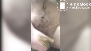 dirty slave play scat with a condom