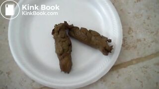 Cooking a shit pudding from her own poop