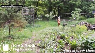scat girl smearing shit outdoor