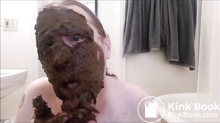 amateur smears huge shit on face