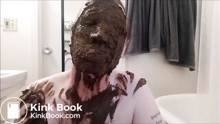 amateur smears huge shit on face