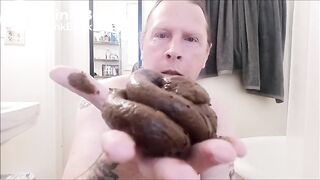 amateur smears huge shit on face
