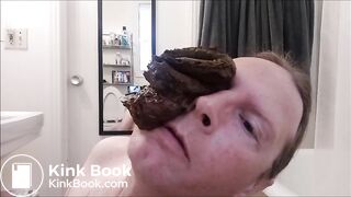 amateur smears huge shit on face