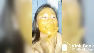 dirty teen scat girl eating shit in the toilet