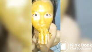 dirty teen scat girl eating shit in the toilet