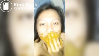 dirty teen scat girl eating shit in the toilet