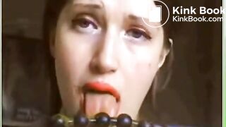 Whore Cleans Dirty Anal Beads