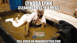Cleaning ends in a mess - girl falls in to cowshit