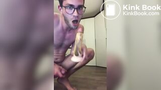 German Twink Sucks his Shit off Dildo