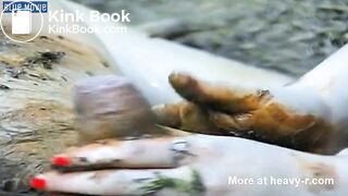 Scat Pig Smears Her Shit on His Cock & Sucks It