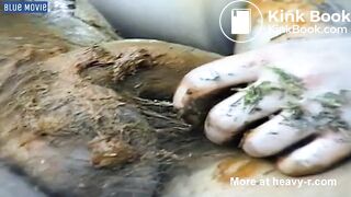 Scat Pig Smears Her Shit on His Cock & Sucks It