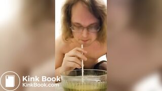 piss slave chugs a lot of piss out of bowl