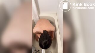 Asian guy tried to puke, but failed