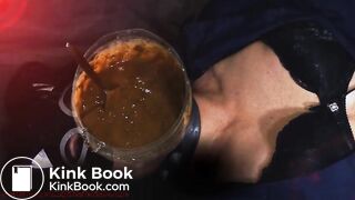 filthy slut swallows cocktail from pee and shit