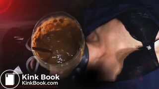 filthy slut swallows cocktail from pee and shit