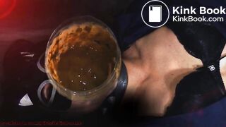 filthy slut swallows cocktail from pee and shit