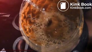 filthy slut swallows cocktail from pee and shit