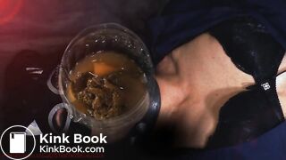 filthy slut swallows cocktail from pee and shit