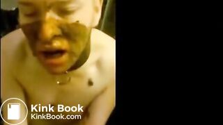 Sub Scat Smeared Slag Sucks Shitty Cock in WC