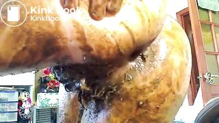 Shit SmearingEating  Slag Fucks Ass with Cucumber