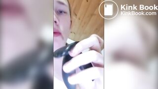 Trans girl in a diaper plays with her shit