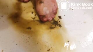 Very messy dog shit nylon feet