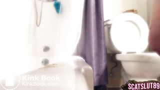 Trans Girl Shit Sliding on the Edge of the Tub