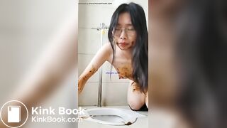 Slave girl public toilette scat