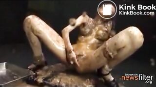 Crazy Jap Teen Slag Covered in Her Own Shit & Puke